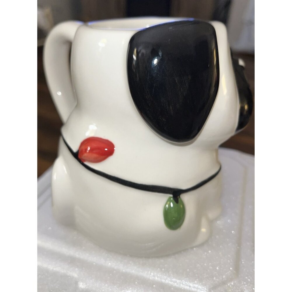 New Wonder Shop Pug Dog Coffee Mug Christmas Light White Black - Picture 3 of 4